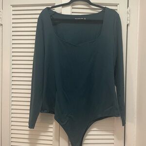Abercrombie Green/Teal Thong Bodysuit Sweatheart neck